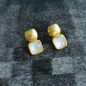 Julie Vos Catalina Gold Clear Crystal Earrings BRAND NEW